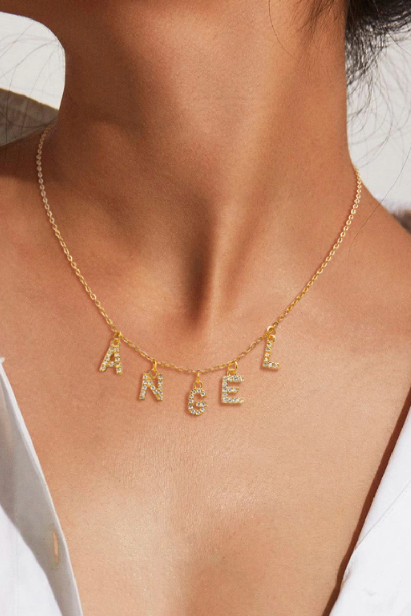 CUSTOM NAME NECKLACE WITH STONE LETTERS
