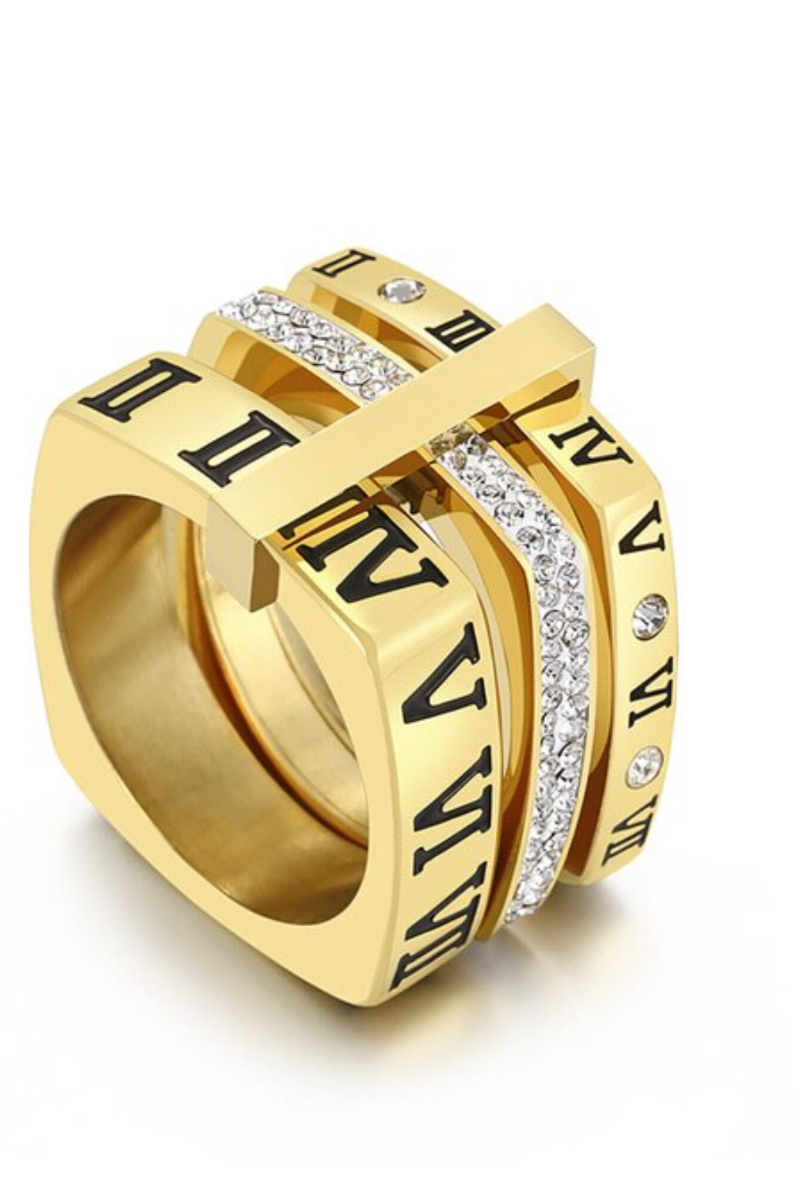 LUXIIVA® SQUIRCLE ROMAN NUMERAL LAYERED RING