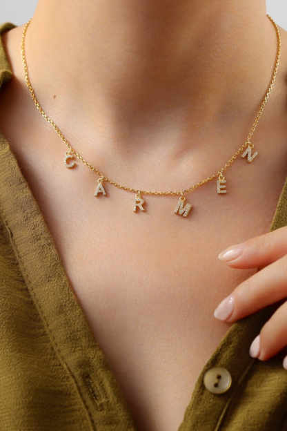 CUSTOM NAME NECKLACE WITH STONE LETTERS