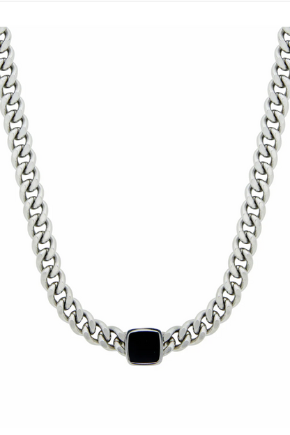 LUXIIVA® SQUARE PENDANT CUBAN NECKLACE