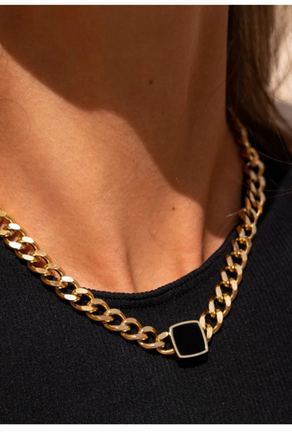 LUXIIVA® SQUARE PENDANT CUBAN NECKLACE